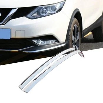 

2 Pcs Front Corner Fog Light Bumper Guard Trim Protector Cover For Nissan Qashqai 2015 - 2019 ABS Chrome Anti-rub Hoods