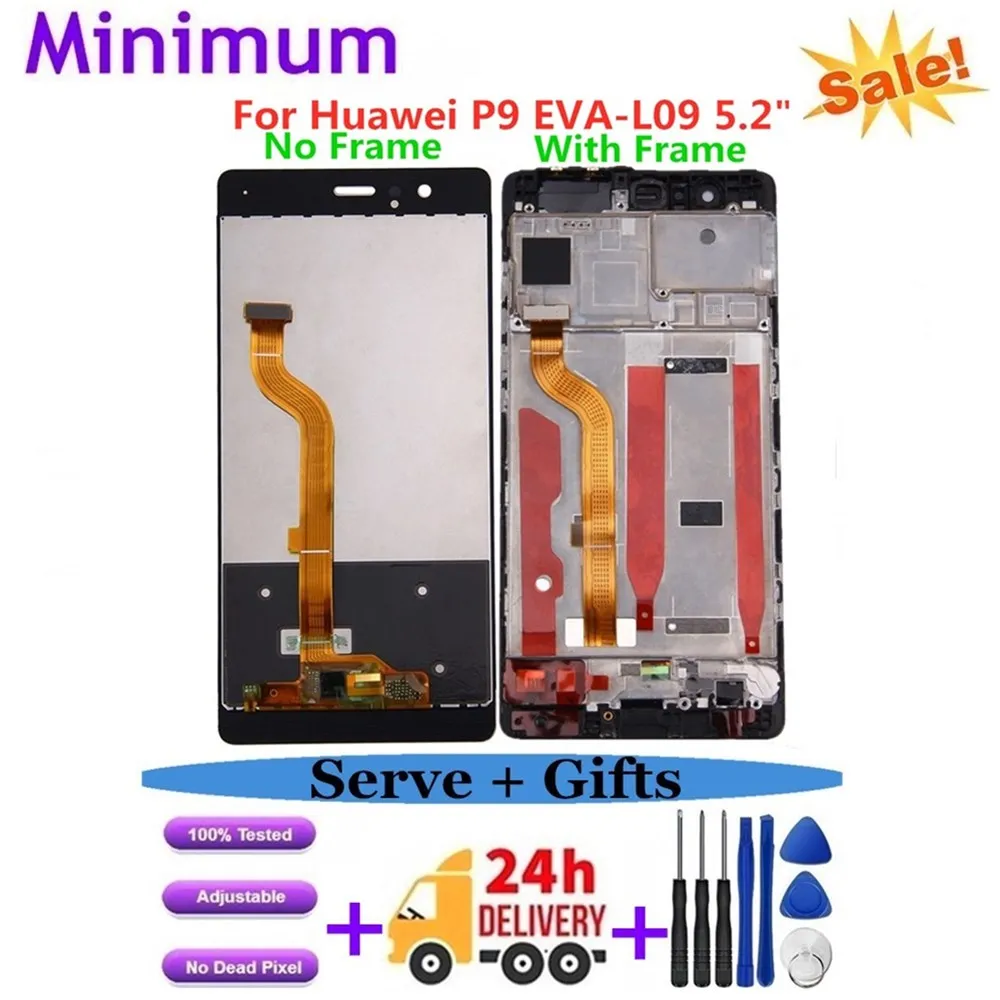 

For Huawei P9 5.2" LCD Display Touch Screen Digitizer Assembly With Frame For Huawei P9 EVA-L09 EVA-L19 EVA-L29 Replacement LCDs