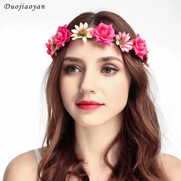 

New Style Bohemian Headdress Fabric Accessories Model Flower Hair Bands Seaside Holiday