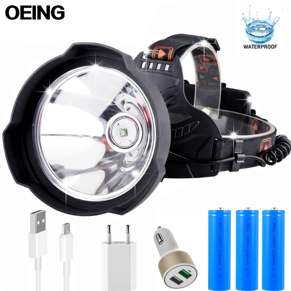 

Professional USB Rechargeable Headlamp Super Bright LED Hardhat Light with Adjustable Head Lamp for Camping, Outdoors