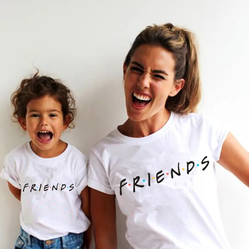 Matching Tshirt Outfits Family Look Daughter FRIENDS Kids And Mom 1PC Casual Printed