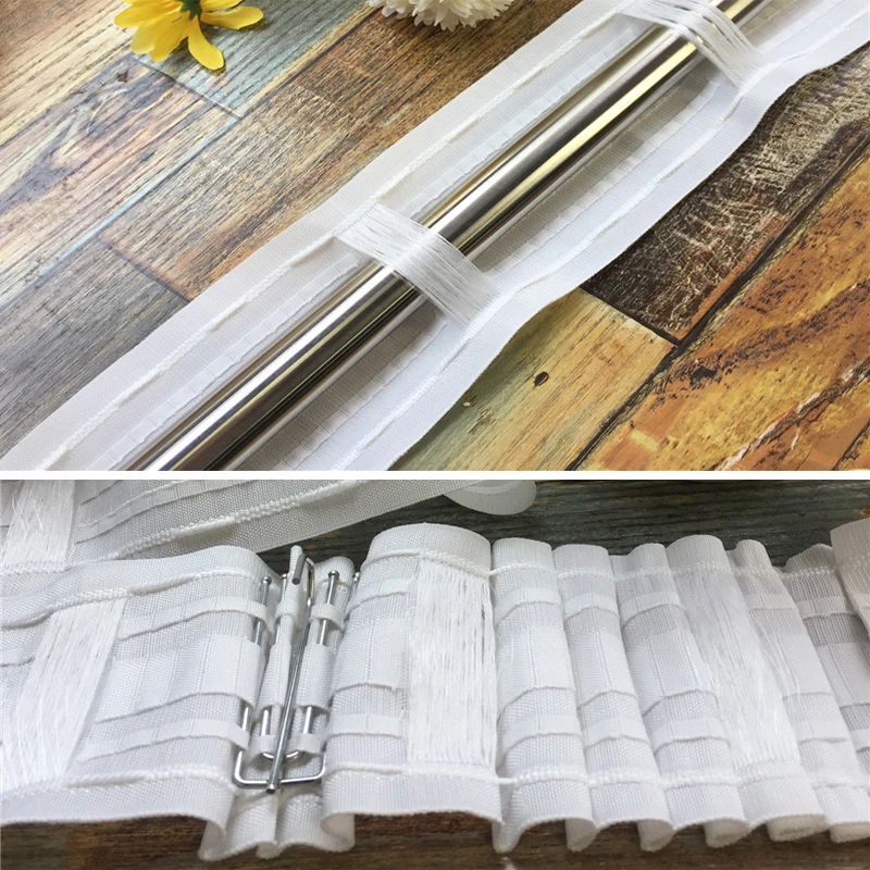 

10M Curtain Multifunction Tape Curtains Heading Pull Pleated Tape Rod Header 5 Hooks/m White Tape Curtain Accessories CP137#30