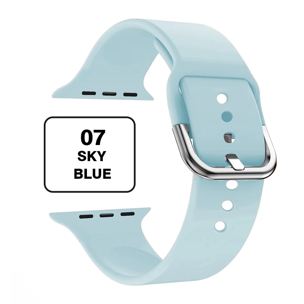 Подходит для Apple 38 мм 42 мм iWatch 4 44 мм 40 мм u-образная Пряжка спортивные силиконовые часы Apple 5 Аксессуары - Цвет ремешка: Sky blue