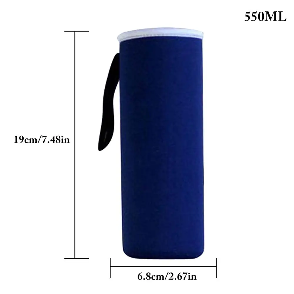 Blue 550ml Спортивная крышка для бутылки воды, Неопреновая изоляционная втулка, сумка, чехол для 550 мл, портативный набор вакуумных чашек, спортивные аксессуары для кемпинга - Цвет: Blue 550ml