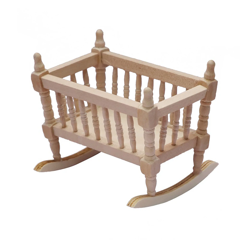 

Миниатюрные аксессуары для кукольного домика, деревянная мини-подставка «сделай сам», модель Колыбель, имитация мебели, детская кровать для украшения кукольного домика, 1/12