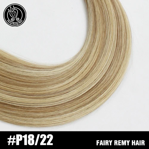Фея Волосы remy прямые волосы на заколках для наращивания, из PU искусственной кожи наращивание волос натуральные человеческие волосы Remy для наращивания на клипсах, 18 дюймов, 8 шт, 20 Зажимы 170 г/компл - Цвет: P18-22