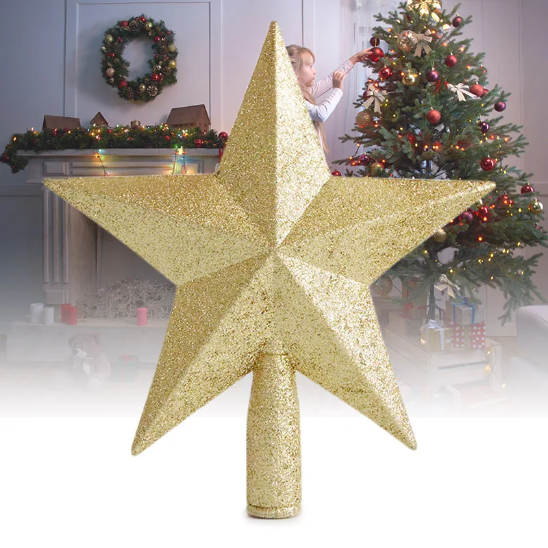 Рождественская Елка Топ пятиконечные звезды украшения аксессуары Орнамент Топпер для дома L9 #2