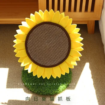 

Pet Supplies Round Cat Scratch Board Cute Creative Sisal Sunflower Cat Scratching Table Interactive Cat Toy For Rescue Furniture