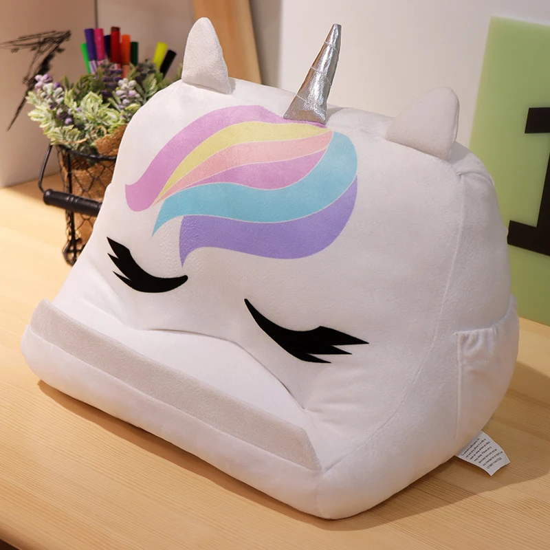 Soft Stuffed Pillow Lovely Strawberry Unicorn Colorful Laptop Holder Tablet Bed Stand Cushion For Ipad Phone