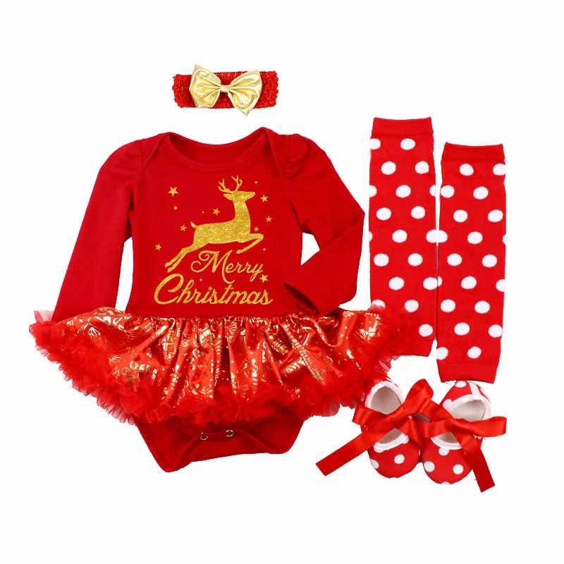 Одежда для малышей; Одежда для новорожденных «Мой первый Рождественский наряд»; платье-пачка; комбинезон; Одежда для младенцев; Bebes; костюмы на день рождения для девочек; повязка на голову; обувь