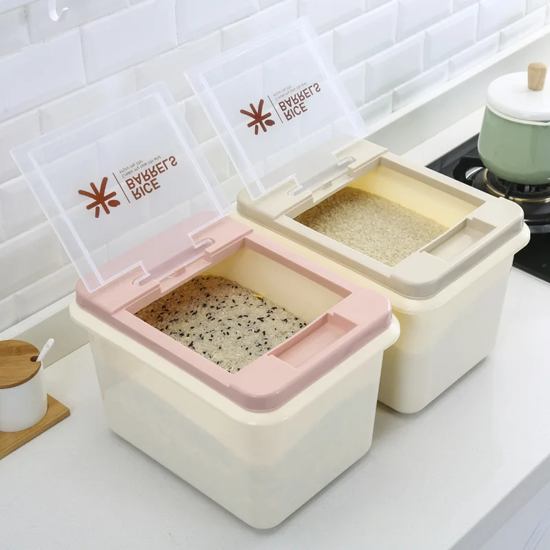 Household Flip Rice Storage Box Moisture-proof Sealed Cylinder Kitchen 10kg Grain Cabinet Rectangular Bucket | Дом и сад