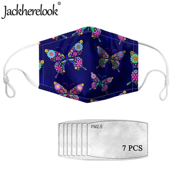

Jackherelook Face Mask with 7 Filters Mouth Mask Cute Butterfly Printed Anti-dust Reusable Women Mouth Face Masks Elastic 2020