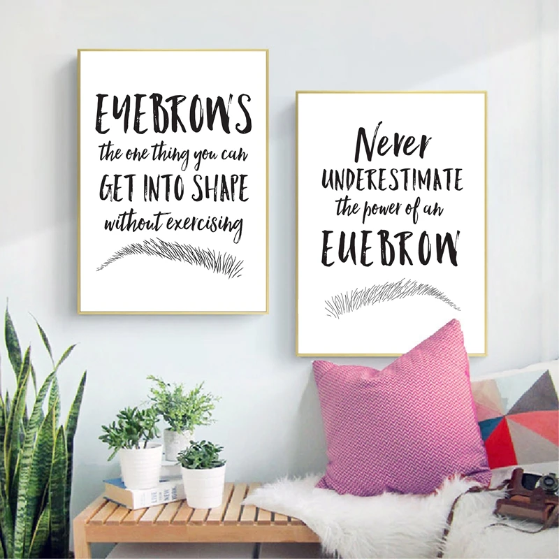 picture Wall Art Makeup Room Wall Decor eyebrow canvas poster beauty salon wall art print makeup quotes painting black and white picture home room wall decoration