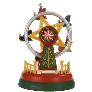 

innodept12 Illuminated Village Collection Carnival Village - Animated Ferris Wheel Christmas Scene with LED Lights