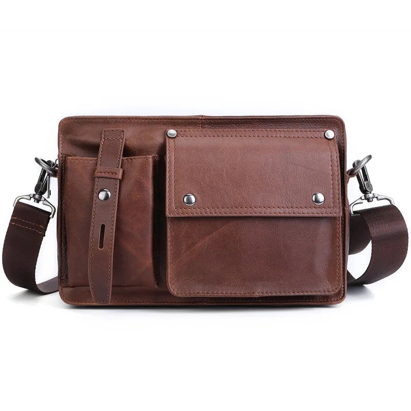 

Genuine Leather Men Crossbody Bag Retro Cow Leather Casual Shoulder Bag Multifunctional Fashion Luxury Business Men's Briefcase
