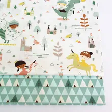 Хлопковая ткань с милым принтом динозавра для девочек, для изготовления платьев, подушки, одеяло, шитье, для детей, простыня, Текстиль