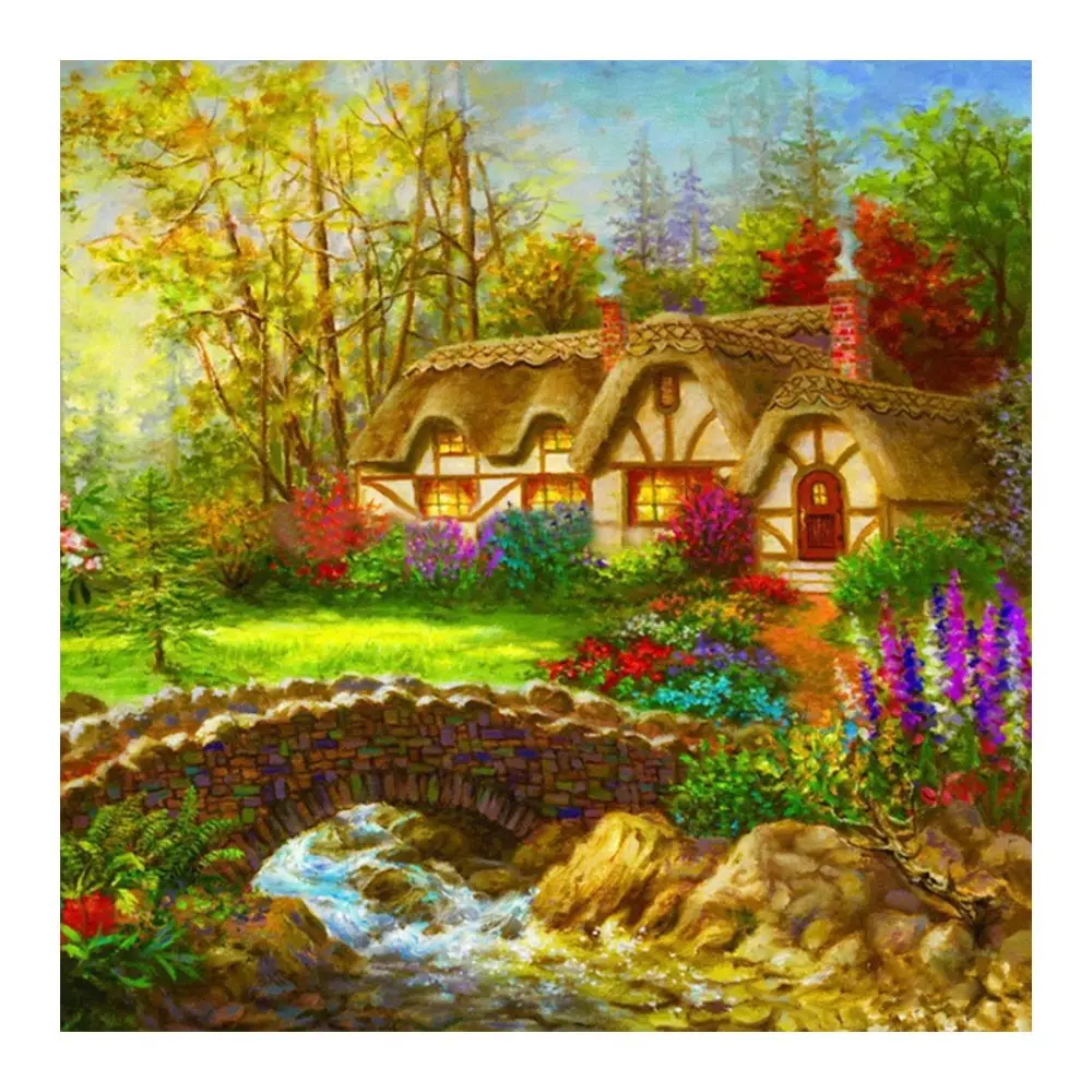 

Rural scenery Diamond Painting Garden House Round Full Drill Scenic Nouveaute DIY Mosaic Embroidery 5D Cross Stitch home decor