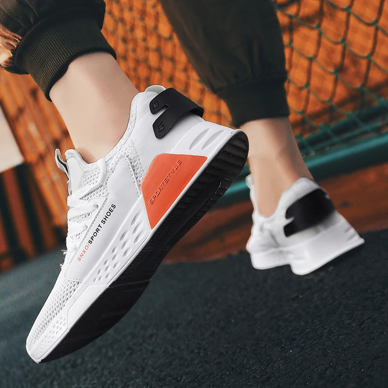 Men Mesh Sneakers Breathable Casual Vulcanize Sports Shoes Male Lace Up No-slip Wear Running Shoes Zapatillas Hombre Deportiva