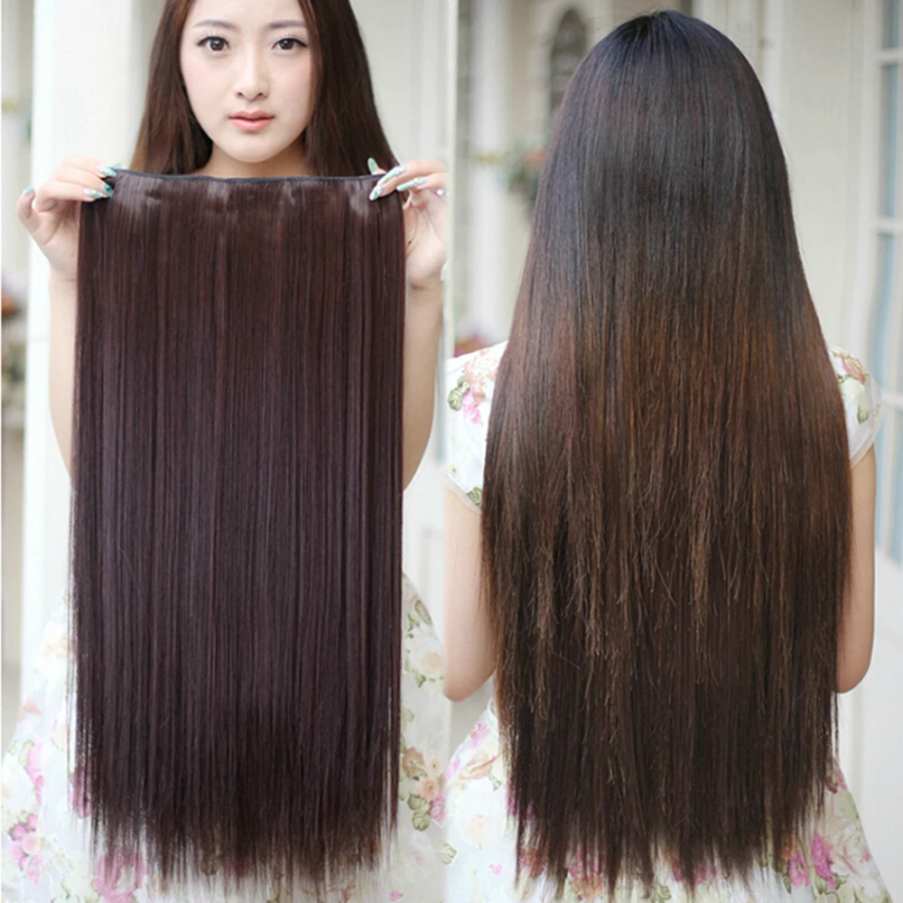 Soowee 24 дюйма синтетические волосы прямые коричневые волосы на заколках для наращивания женские головные уборы шпильки накладные пряди цельные волосы