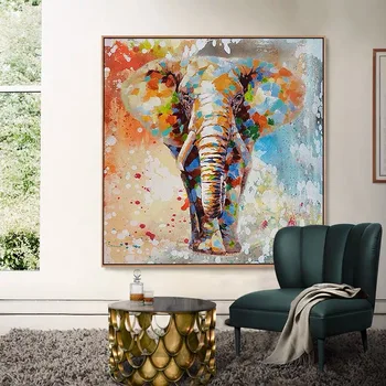 

Hand Painted Abstract Colorful Elephant Animal Oil Painting On Canvas Home Decoration Elephant Painting Hotel Decoration