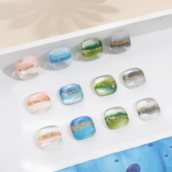 

Japanese Gradient Blooming Color Gold Foil Square Resin Patch DIY Handmade Ornament Earrings Ear Stud Accessories Material 6pcs