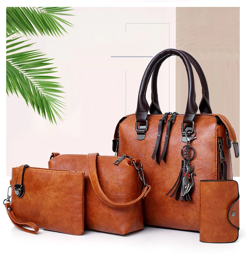 4 pcs/Set Women Composite Bag High Quality Ladies Handbag Female set bag Leather Shoulder Messenger Bag Tote Bag Bolsa feminina