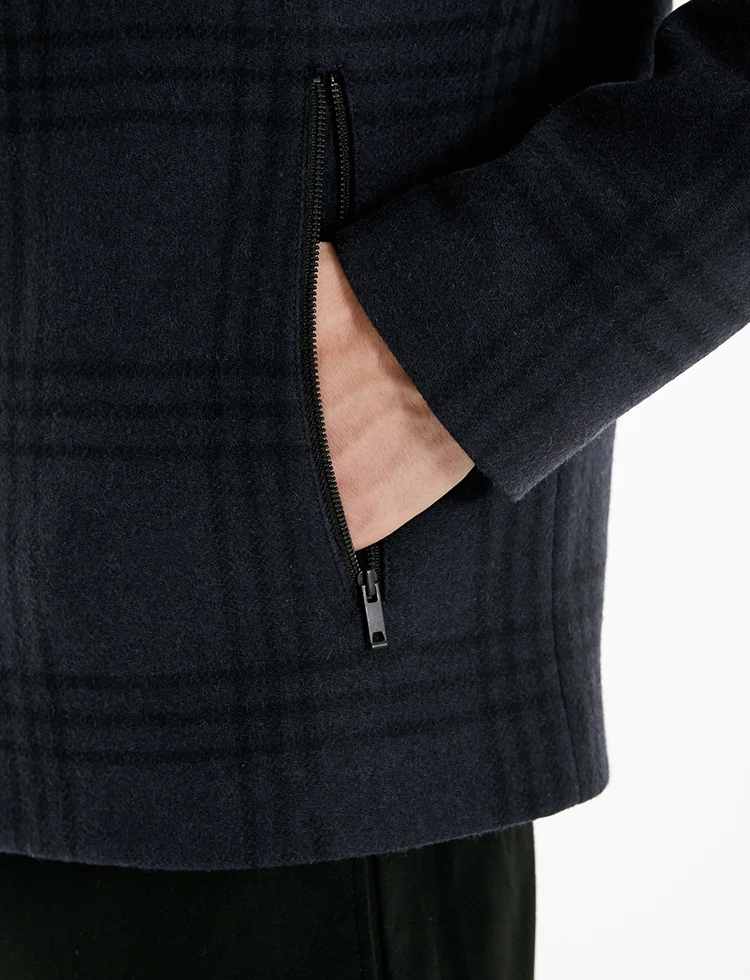 JackJones осень и зима мужское деловое шерстяное клетчатое пальто с капюшоном | 219127507