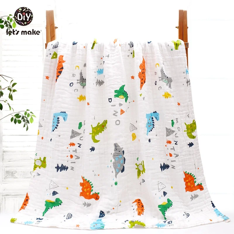 

Let's Make 1PC Baby Bedding Blankets Unicorn Fox Dinosaur Newborn Stroller Wrap Muslin Infant Swaddle Soft Knitted Baby Blankets