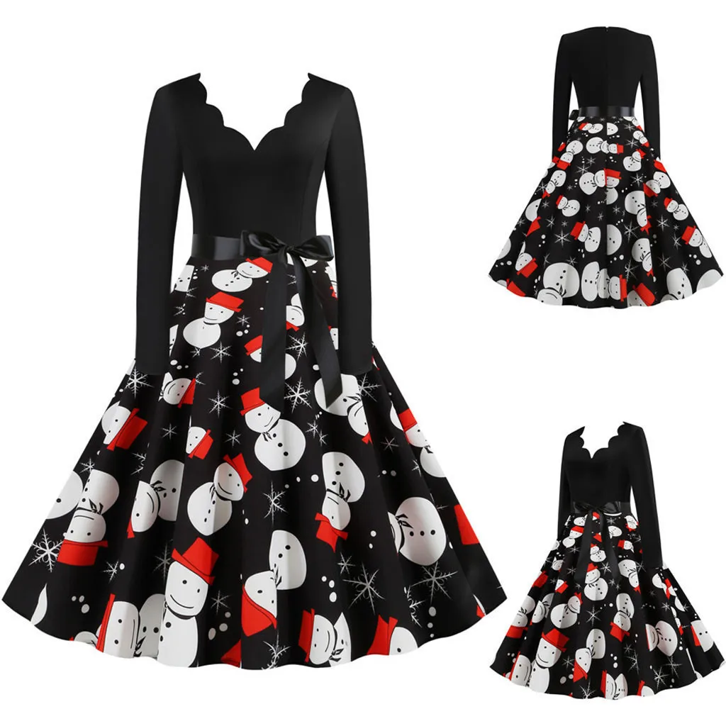 Женское винтажное платье с длинным рукавом рождественское в стиле 1920-х вечернее