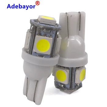 

1000pcs T10 W5W LED Bulb 5 SMD LED White 194 168 Super Bright wedge Lights bulbs Lamps 12V 5050 SMD width bulb Adebayor