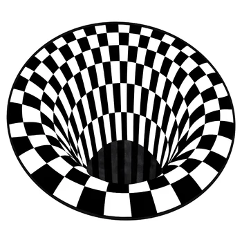 

3D Vortex Illusion Back Carpet Impression Carpet Floor Pad Impression Print Bottomless Hole Mat Round Blanket Room Decoration