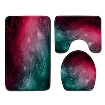 

Starry Toilet 3-Piece Floor Mat Bathroom 3-Piece Set Durable Cover Shower Carpets Bathroom Mat Set