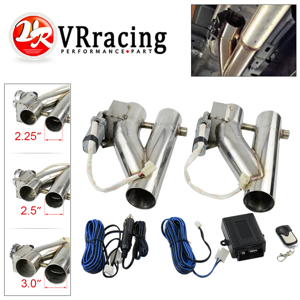 

Universal Stainless Steel 304 2.25" /2.5" /3.0" Electric Exhaust Downpipe Cutout E-Cut Out Dual-Valve 1 in 2 Remote Wireless