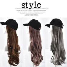 Высокая бейсбольная шляпа с прикрепленными волосами для женщин синтетические волосы длинные волнистые вьющиеся бейсболки Повседневные Вечерние KTC 66