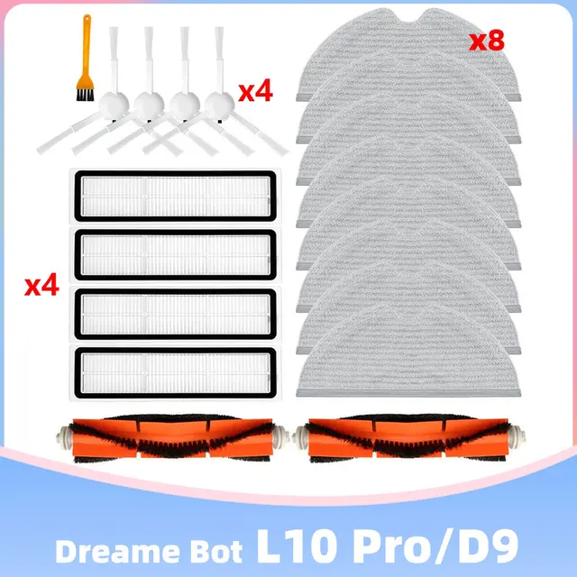 Xiaomi Dreame Bot L10 Pro D9 TROUVER LDS Finder Robot Vacuum Cleaner Parts Main Side Brush Hepa Filter Mop Cloths Replacement Set W