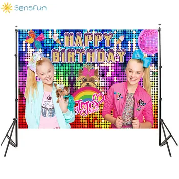 

Sensfun Rainbow Puppy Bow Girl Birthday Party Backdrops Jojo Siwa Cake Table Decorations Custom Photography Background Photocall