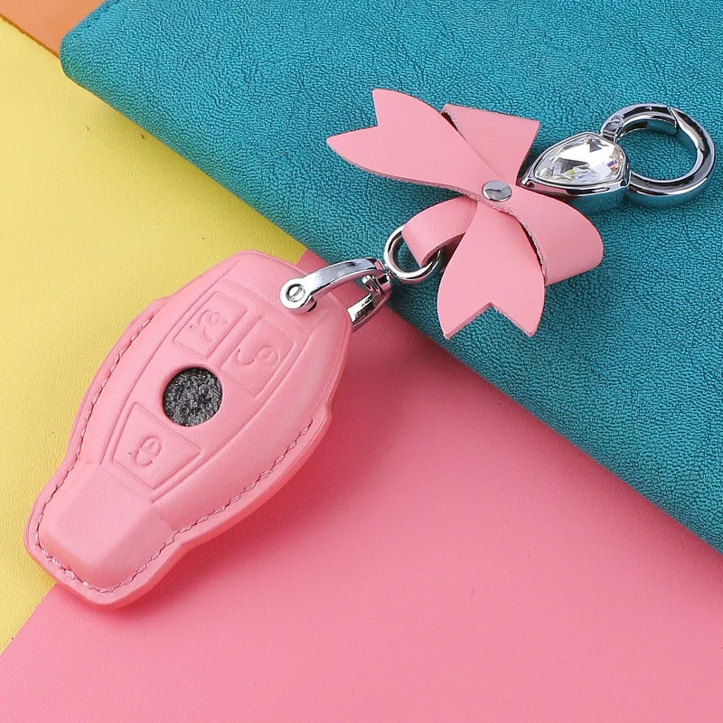 Женский чехол из натуральной кожи для автомобильных ключей Macaron Mercedes-Benz C200L GLA200