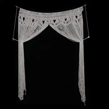 

Macrame Curtain Handmade Tapestry DIY Photo Backdrop Living Room Wall Hanging Boho Wedding Baptism Party Decoration