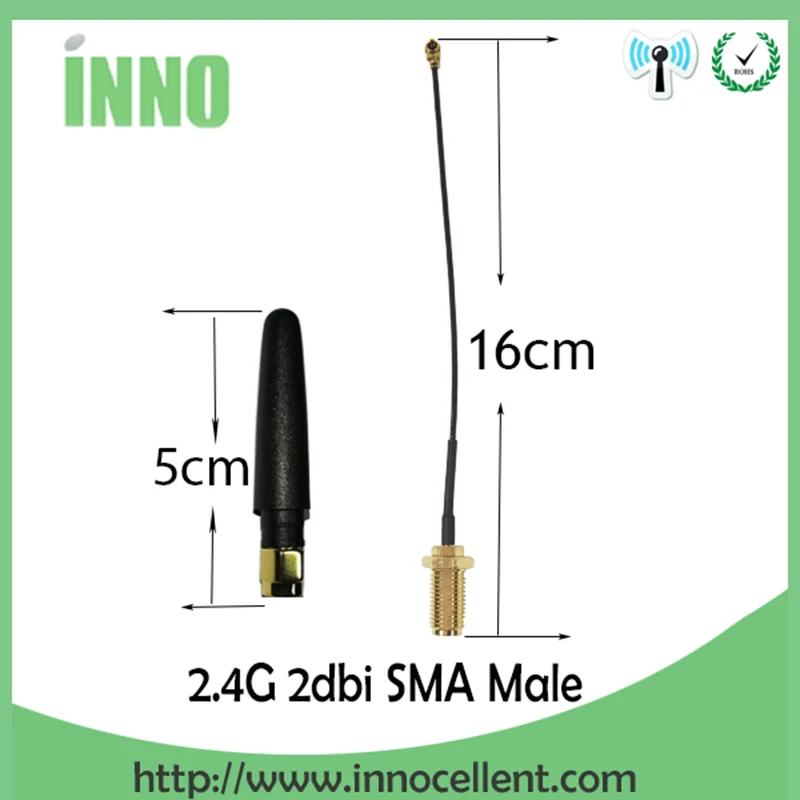 2 шт WiFi 2,4 GHz антенна 2~ 3dBi SMA Антенна 2,4 ghz антенна 2,4G antena беспроводной маршрутизатор+ PCI U. FL IPX кабель