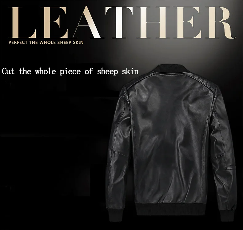 Мужская зимняя куртка из натуральной овечьей кожи для мужчин, мотоциклетная летная куртка-бомбер из натуральной кожи