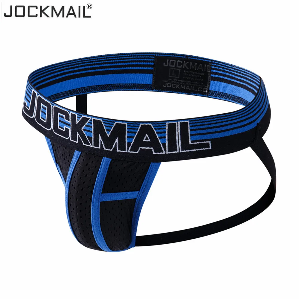 Трусы-танга jockmail мужские пикантное нижнее белье сетчатые дышащие Трусы-стринги с