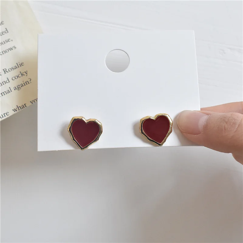 RscvonM New Fashion Women Stud Earrings Red Love Heart Shape Earrings Girl Fashion Acrylic Resin Jewelry Gifts Brincos