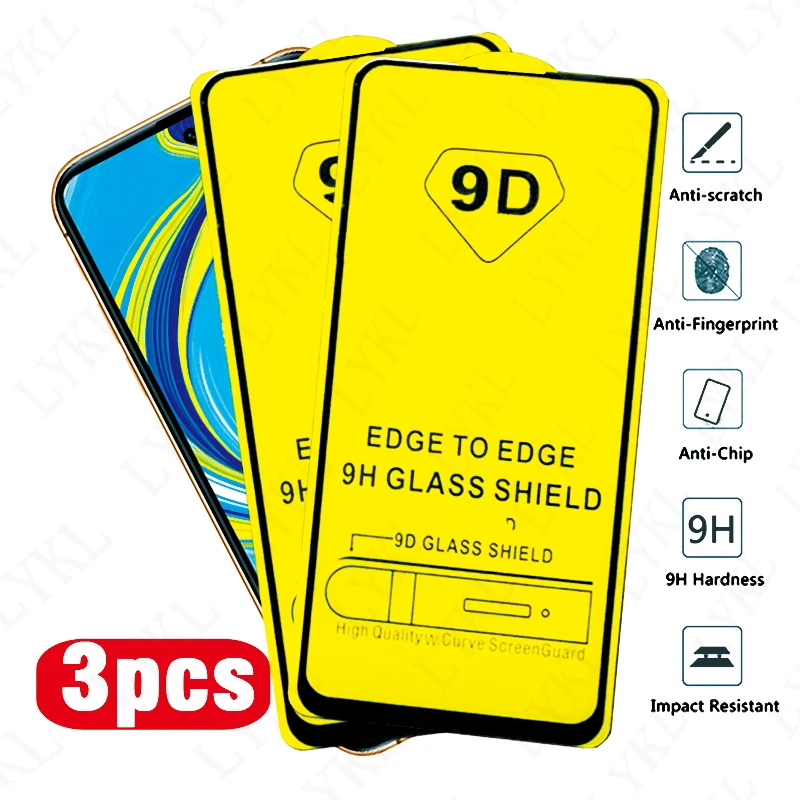 3pcs redmi note 9s 9 s Glass 9D Full Glue protective Glass For xiaomi redmi note 8 9 pro max 8t 8a 7 a 7a screen protector Film afbeelding