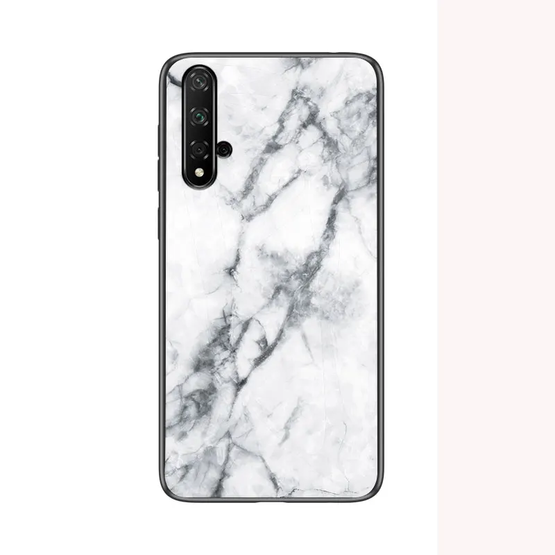 Белый Для huawei Nova 5T Yale-L71A чехол мраморный глянцевый закаленное стекло мягкий силиконовый Жесткий чехол для телефона для huawei Nova5T чехол 6,26 дюймов - Цвет: Белый
