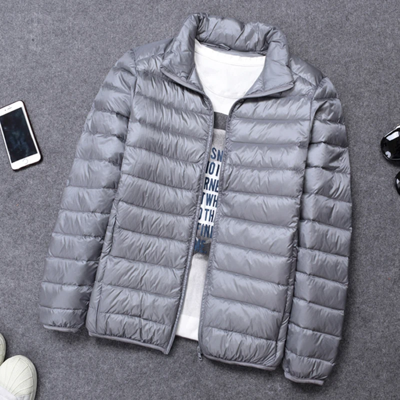 Winter Jacket Man Ultra Light Down Jackets Men Winter Coat Ultralight Portable Stand Collar Down Parkas Windproof Overcoat 6XL