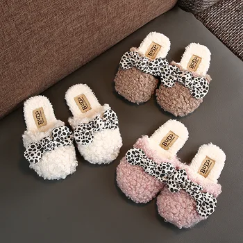 

2020 Kids Baby Girls Winter Slippers Butterfly Knot Non-slip Home Indoors Shoes Baby Winter Home Slippers Soft Comfortable Shoes