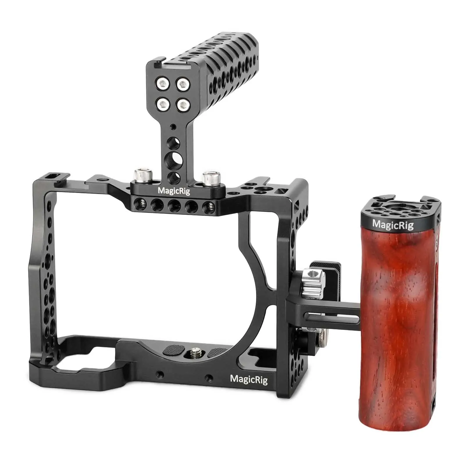 MAGICRIG Cage Kit with Top handle+Wooden Side Handle +HDMI-compatible Cable Clamp for Sony A7RIII/A7RII/A7SII/A7M3/A7II/A7III