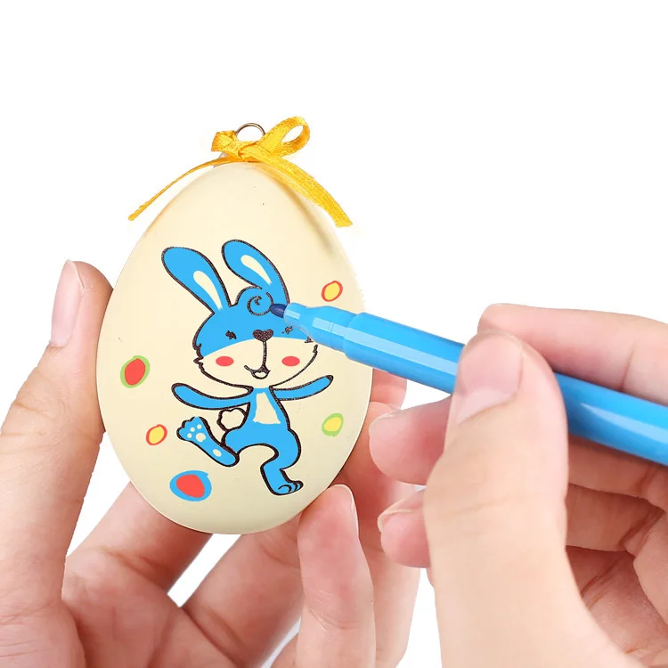 

Cartoon Coloured Drawing Egg Set with Pattern Model Children DIY Hand Painting tu se bi Easter Gift