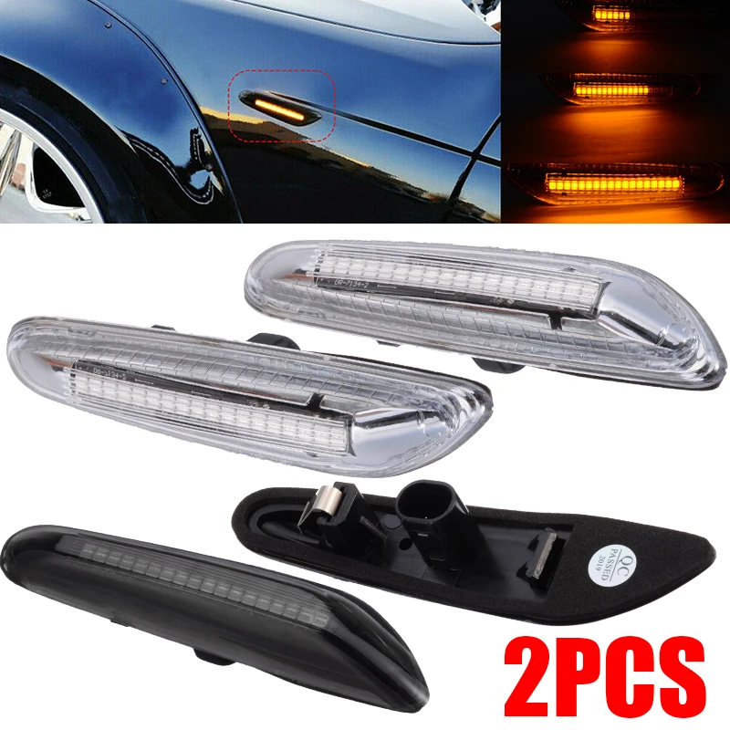 

New Pair LED Flowing Side Marker Turn Signal Light Front Left Right Replacement For BMW E46 E60 E82 E92 E93