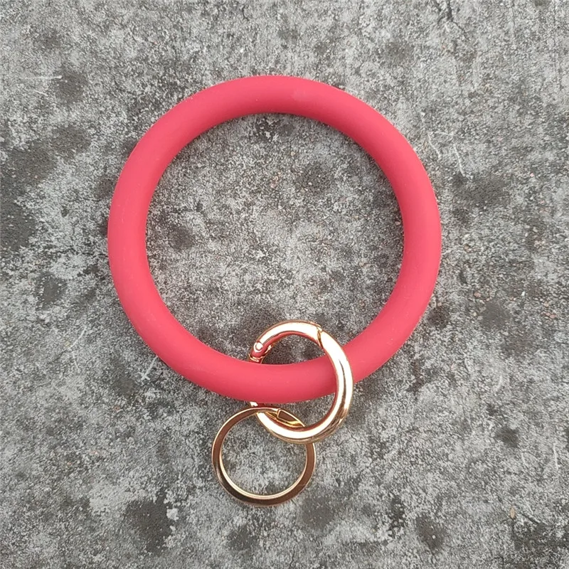 SEDmart Мода O силиконовые браслеты брелок для женщин Модный блесток преувеличенный круг кольцо для ключей Ремешок Браслет ювелирные изделия - Окраска металла: 1